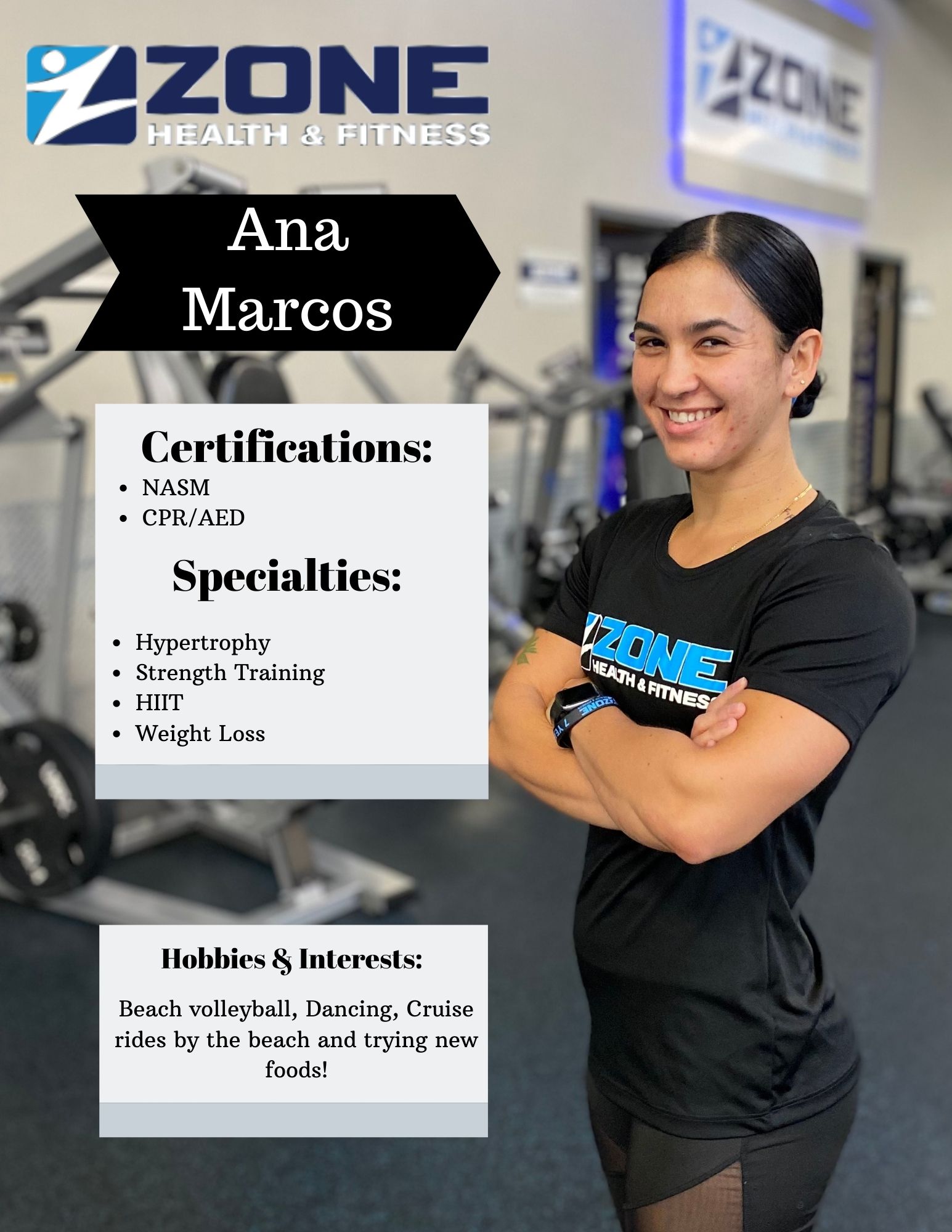 Ana Marcos - Personal Trainer Zone Health and Fitness East Location